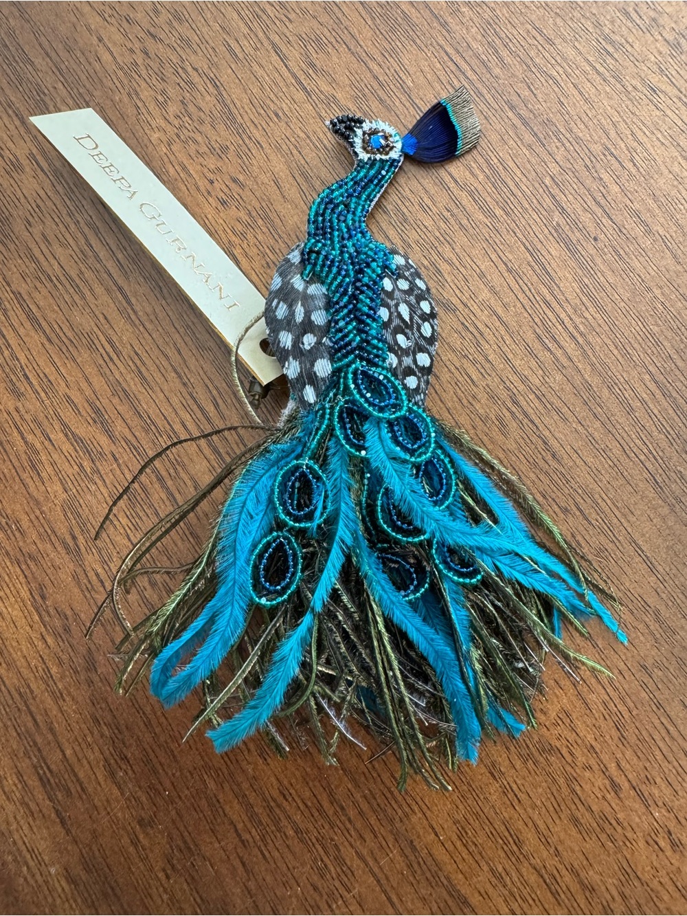 Deepa Gurnani Peacock Brooch NWT
